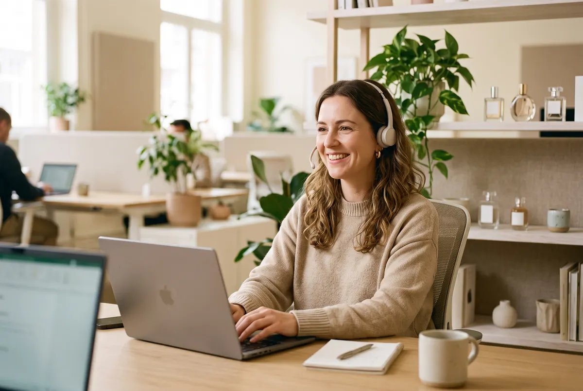 Support specialist at her laptop